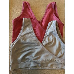 Caramel Cantina Nursing Sleep bra V-Neck Bralette Set — Maroon & Gray 2 pack S